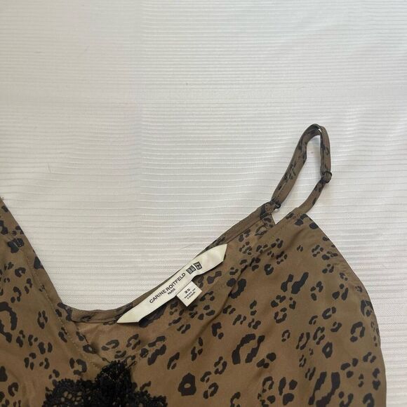Carine Roitfeld Paris x Uniqlo Brown Black Leopard Lace Silk Tank Top Size XS - Picture 2 of 6